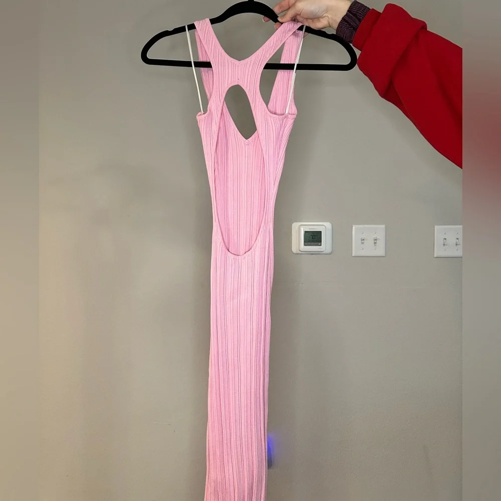 Pink Ribbed Midi Dress - Picture 3 of 4